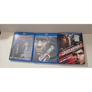 Denzel Washington Blu-ray Bundle The Equalizer 1 & 2 and Unstoppable Movie Lot